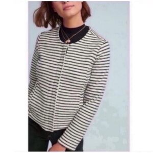 Anthro Striped Zip Moto Jacket Blazer